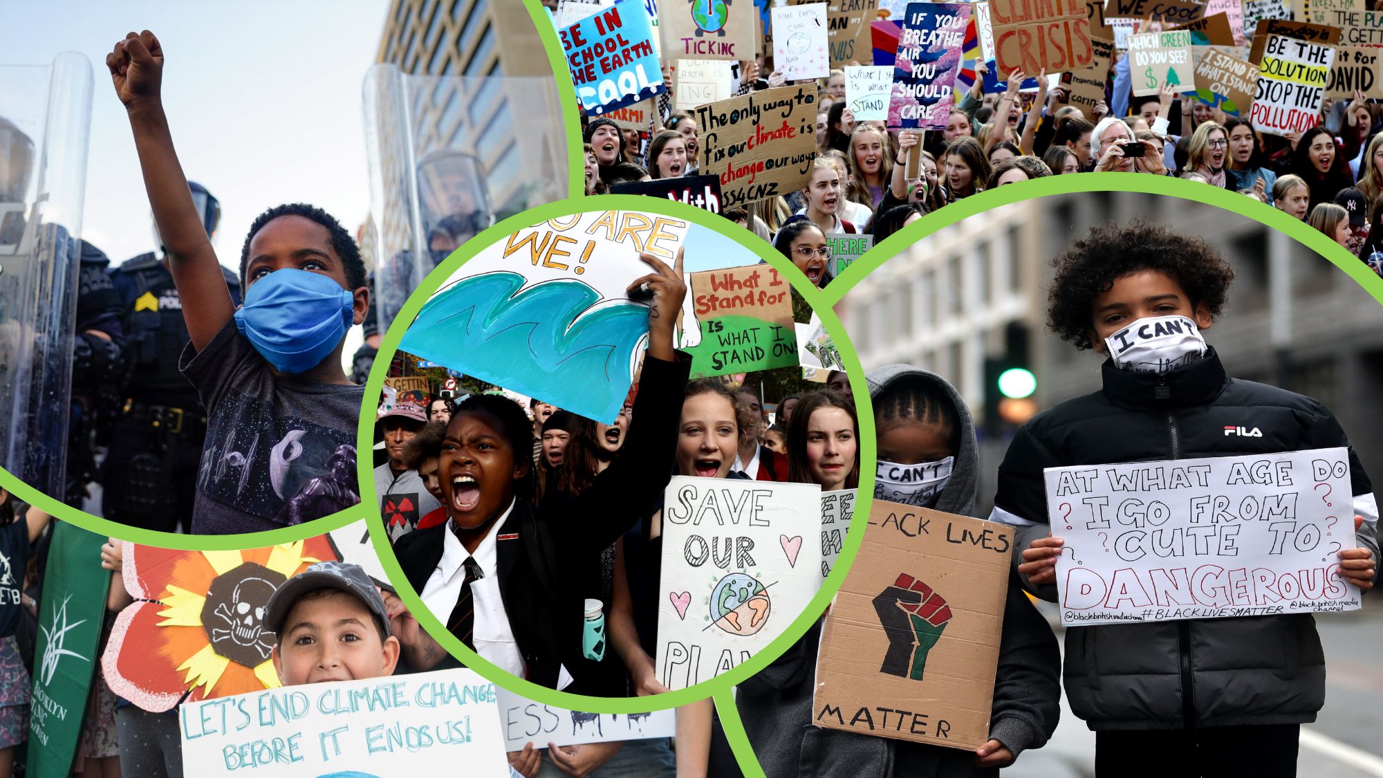 Images of children at protests.