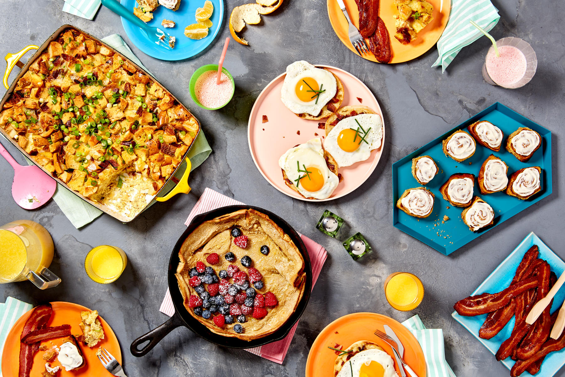 Breakfast for Dinner Food Spread on Table