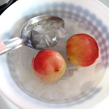 nectarine in ice bath