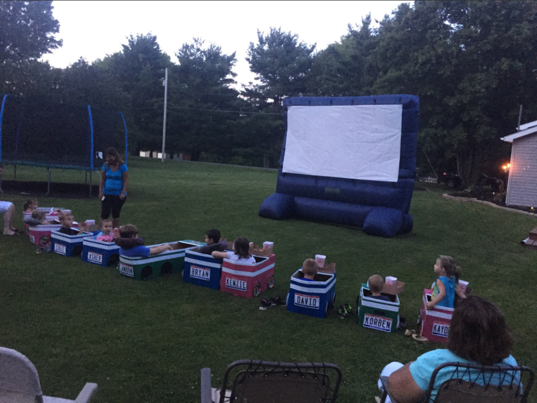 drive-in movie theater nighttime