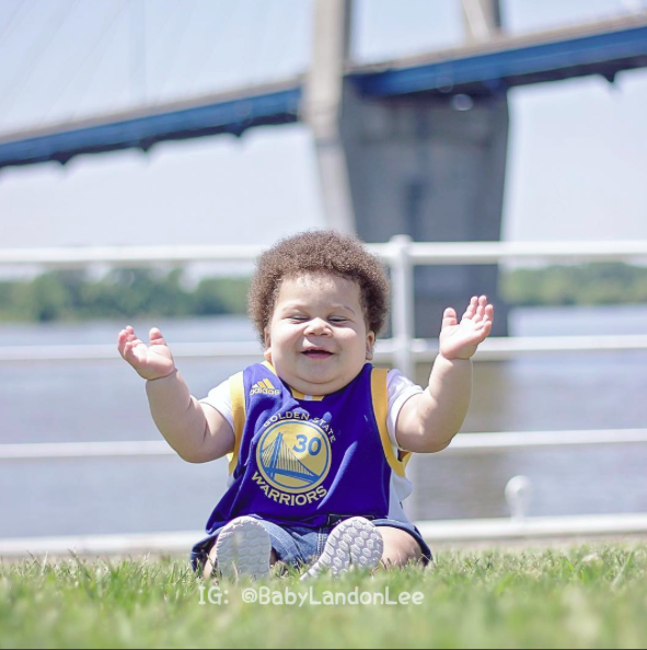 baby landon lee in warriors jersey